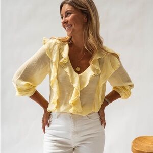 Easy Clothes Butter Yellow Ruffled Women's Blouse Boutique